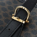 CELINE Macadam Canvas Hand Bag PVC Leather Black Gold Auth 191816V-20