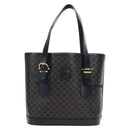 CELINE Macadam Canvas Hand Bag PVC Leather Black Gold Auth 191816V-13