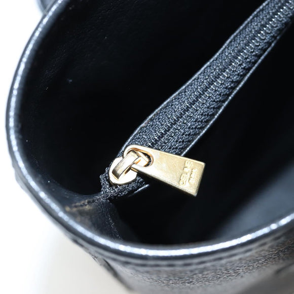 CELINE Macadam Canvas Hand Bag PVC Leather Black Gold Auth 191816V