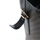 CELINE Macadam Canvas Hand Bag PVC Leather Black Gold Auth 191816V-6