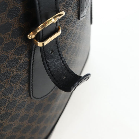 CELINE Macadam Canvas Hand Bag PVC Leather Black Gold Auth 191816V