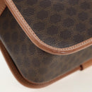 CELINE Macadam Canvas Shoulder Bag PVC Leather Brown Gold Auth 191817V-17