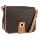 CELINE Macadam Canvas Shoulder Bag PVC Leather Brown Gold Auth 191817V-1