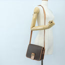 CELINE Macadam Canvas Shoulder Bag PVC Leather Brown Gold Auth 191817V-25