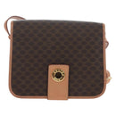 CELINE Macadam Canvas Shoulder Bag PVC Leather Brown Gold Auth 191817V-13