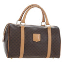 CELINE Macadam Canvas Boston Bag PVC Leather Brown Gold Auth 191818V-1