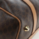 CELINE Macadam Canvas Boston Bag PVC Leather Brown Gold Auth 191818V-13