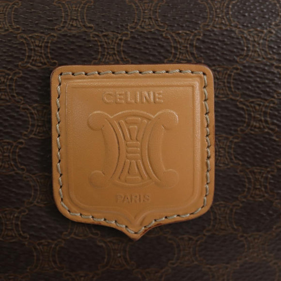 CELINE Macadam Canvas Boston Bag PVC Leather Brown Gold Auth 191818V