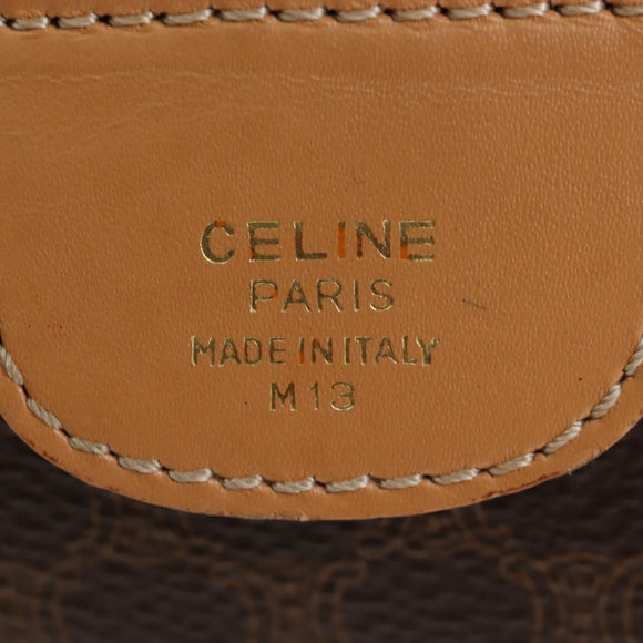 CELINE Macadam Canvas Boston Bag PVC Leather Brown Gold Auth 191818V