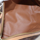 CELINE Macadam Canvas Boston Bag PVC Leather Brown Gold Auth 191818V-18