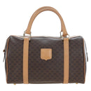 CELINE Macadam Canvas Boston Bag PVC Leather Brown Gold Auth 191818V-2