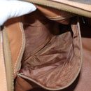 CELINE Macadam Canvas Boston Bag PVC Leather Brown Gold Auth 191818V-22