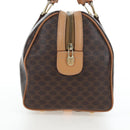 CELINE Macadam Canvas Boston Bag PVC Leather Brown Gold Auth 191818V-5