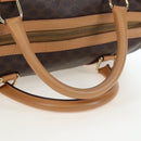 CELINE Macadam Canvas Boston Bag PVC Leather Brown Gold Auth 191818V-7