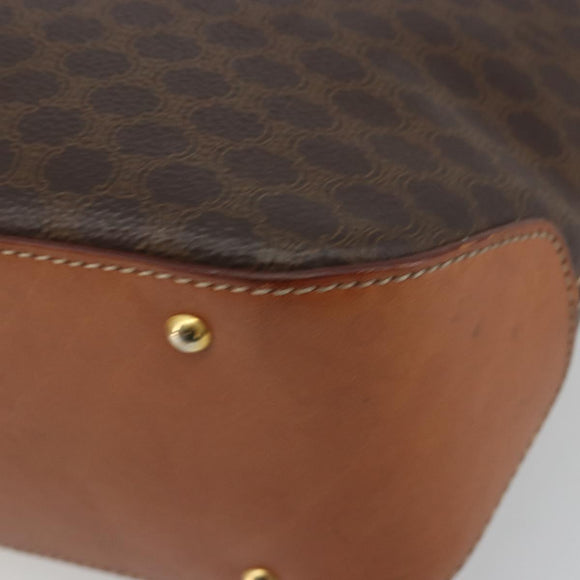 CELINE Macadam Canvas Hand Bag PVC Leather Brown Gold Auth 191819A