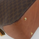 CELINE Macadam Canvas Hand Bag PVC Leather Brown Gold Auth 191819A-15