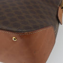 CELINE Macadam Canvas Hand Bag PVC Leather Brown Gold Auth 191819A-16