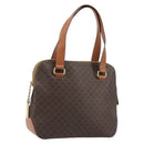 CELINE Macadam Canvas Hand Bag PVC Leather Brown Gold Auth 191819A-1