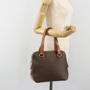 CELINE Macadam Canvas Hand Bag PVC Leather Brown Gold Auth 191819A-23