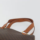 CELINE Macadam Canvas Hand Bag PVC Leather Brown Gold Auth 191819A-8