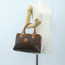 CELINE Macadam Canvas Hand Bag PVC Leather Brown Gold Auth 191820V-24
