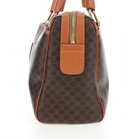 CELINE Macadam Canvas Hand Bag PVC Leather Brown Gold Auth 191820V