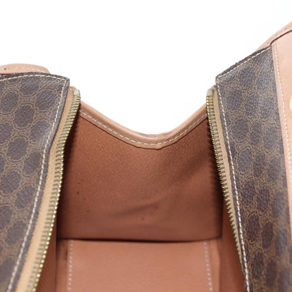 CELINE Macadam Canvas Hand Bag PVC Leather Brown Gold Auth 191821V