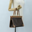 CELINE Macadam Canvas Hand Bag PVC Leather Brown Gold Auth 191821V-22