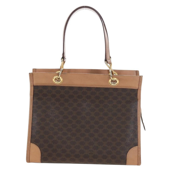 CELINE Macadam Canvas Hand Bag PVC Leather Brown Gold Auth 191821V