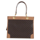 CELINE Macadam Canvas Hand Bag PVC Leather Brown Gold Auth 191821V-2