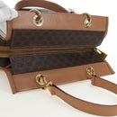 CELINE Macadam Canvas Hand Bag PVC Leather Brown Gold Auth 191821V-6