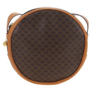 CELINE Macadam Canvas Shoulder Bag PVC Leather Brown Gold Auth 191822V-13
