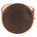CELINE Macadam Canvas Shoulder Bag PVC Leather Brown Gold Auth 191822V-2