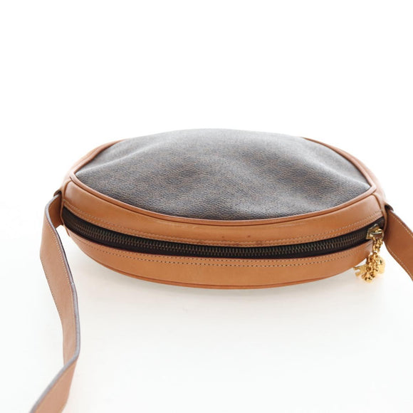 CELINE Macadam Canvas Shoulder Bag PVC Leather Brown Gold Auth 191822V