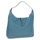 HERMES Trim 38 Shoulder Bag Leather Light Blue Silver Auth 191823M-1