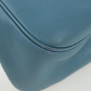 HERMES Trim 38 Shoulder Bag Leather Light Blue Silver Auth 191823M-18