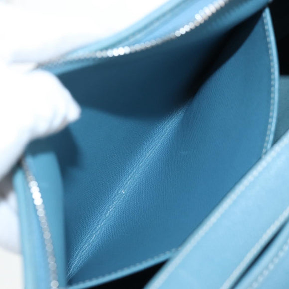 HERMES Trim 38 Shoulder Bag Leather Light Blue Silver Auth 191823M