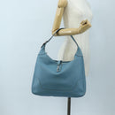 HERMES Trim 38 Shoulder Bag Leather Light Blue Silver Auth 191823M-29