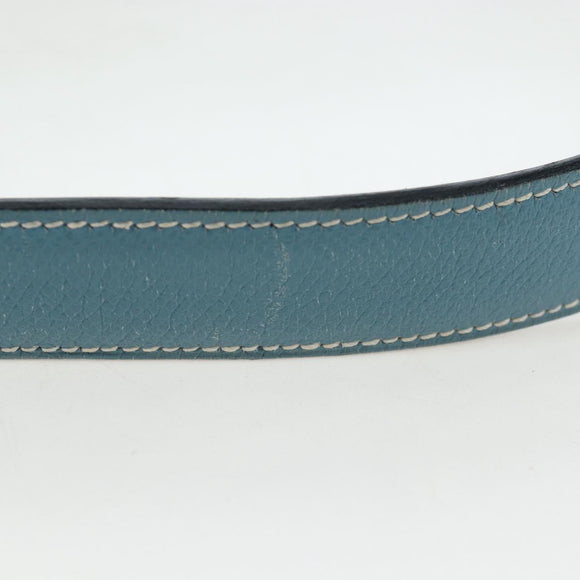 HERMES Trim 38 Shoulder Bag Leather Light Blue Silver Auth 191823M