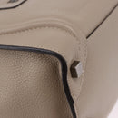 CELINE Luggage Micro Shopper Hand Bag Leather Beige Auth 191824V-8