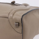 CELINE Luggage Micro Shopper Hand Bag Leather Beige Auth 191824V-15