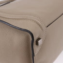 CELINE Luggage Micro Shopper Hand Bag Leather Beige Auth 191824V-16