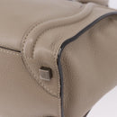 CELINE Luggage Micro Shopper Hand Bag Leather Beige Auth 191824V-17