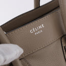 CELINE Luggage Micro Shopper Hand Bag Leather Beige Auth 191824V-18
