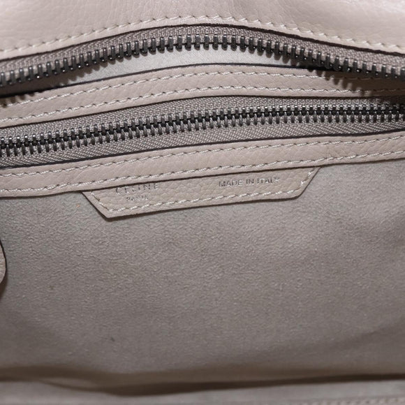 CELINE Luggage Micro Shopper Hand Bag Leather Beige Auth 191824V