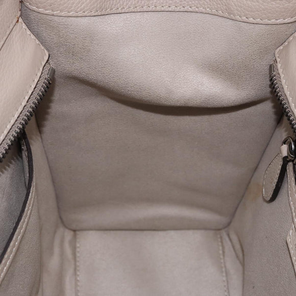CELINE Luggage Micro Shopper Hand Bag Leather Beige Auth 191824V