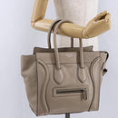 CELINE Luggage Micro Shopper Hand Bag Leather Beige Auth 191824V-25