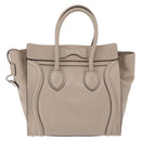 CELINE Luggage Micro Shopper Hand Bag Leather Beige Auth 191824V-2