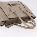 CELINE Luggage Micro Shopper Hand Bag Leather Beige Auth 191824V-6