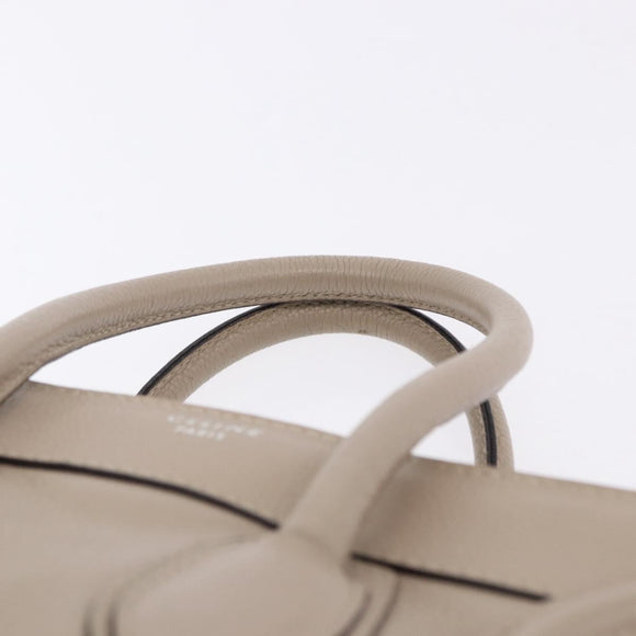 CELINE Luggage Micro Shopper Hand Bag Leather Beige Auth 191824V